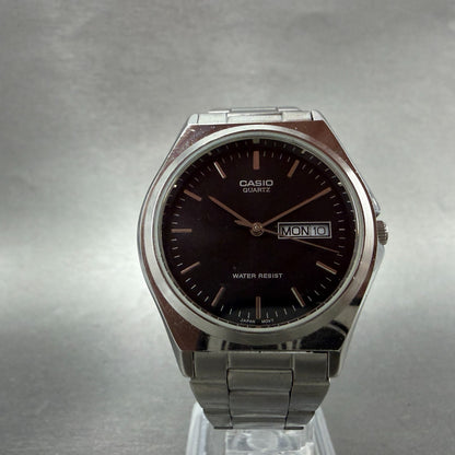 Casio Watch Men 35mm Black Dial Silver Tone Daydate MTP-1240DJ New Battery5
