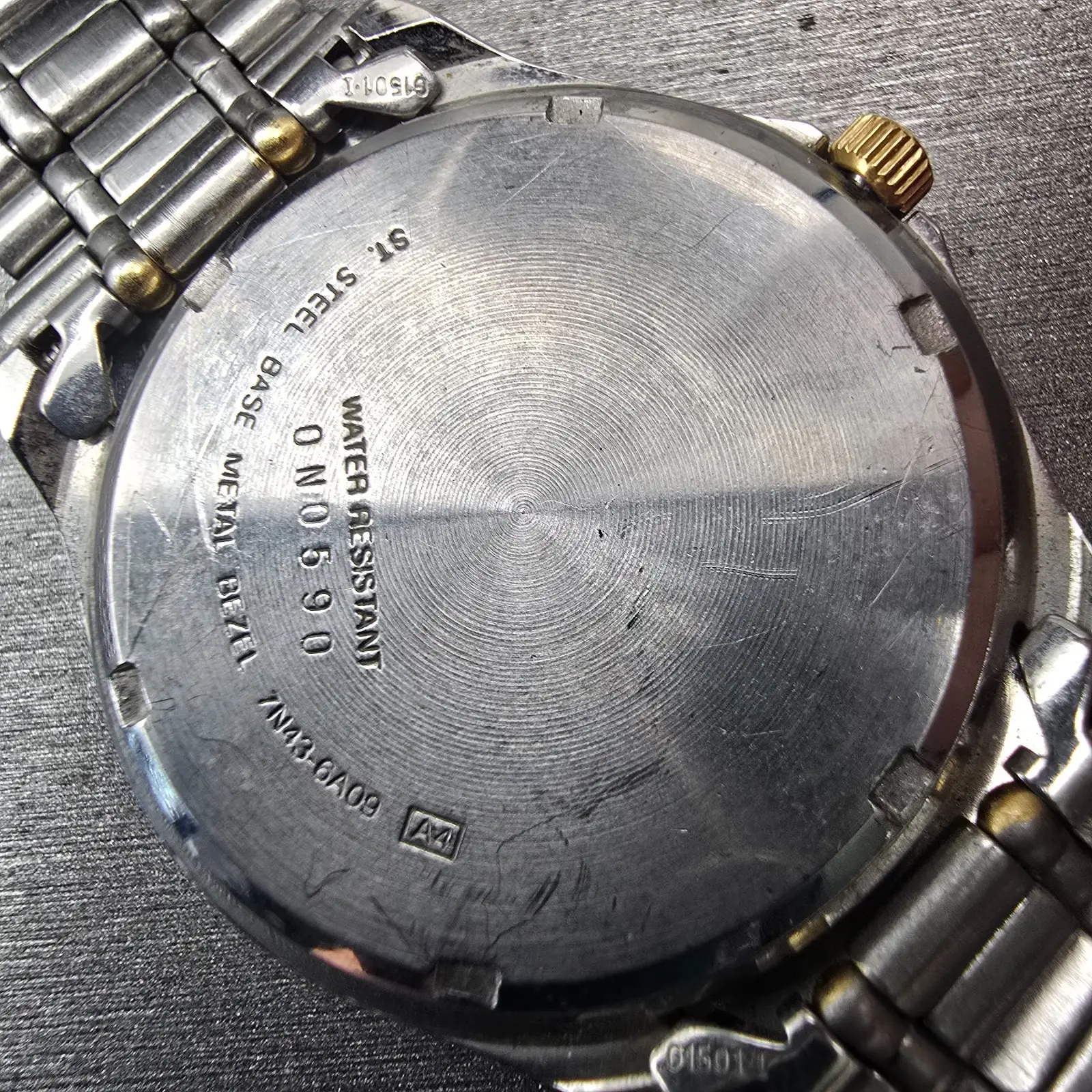 Seiko Watch Men 35mm Gray Dial Two Tone Daydate Round 7N43-6A09 New Battery VTG10