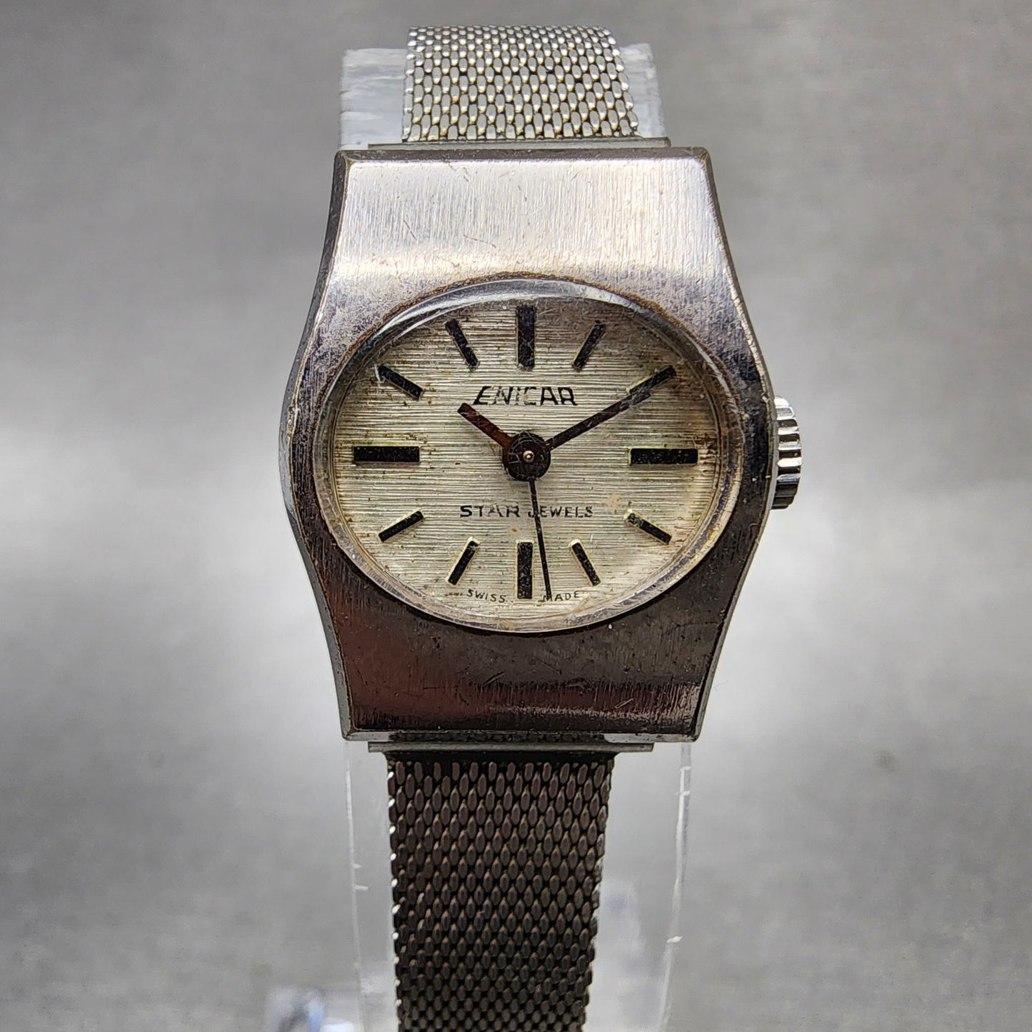 Enicar Star Watch Women 18mm Silver Dial Silver Tone Manual Wind PARTS0