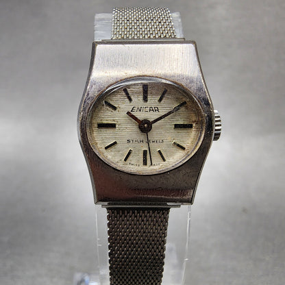 Enicar Star Watch Women 18mm Silver Dial Silver Tone Manual Wind PARTS0