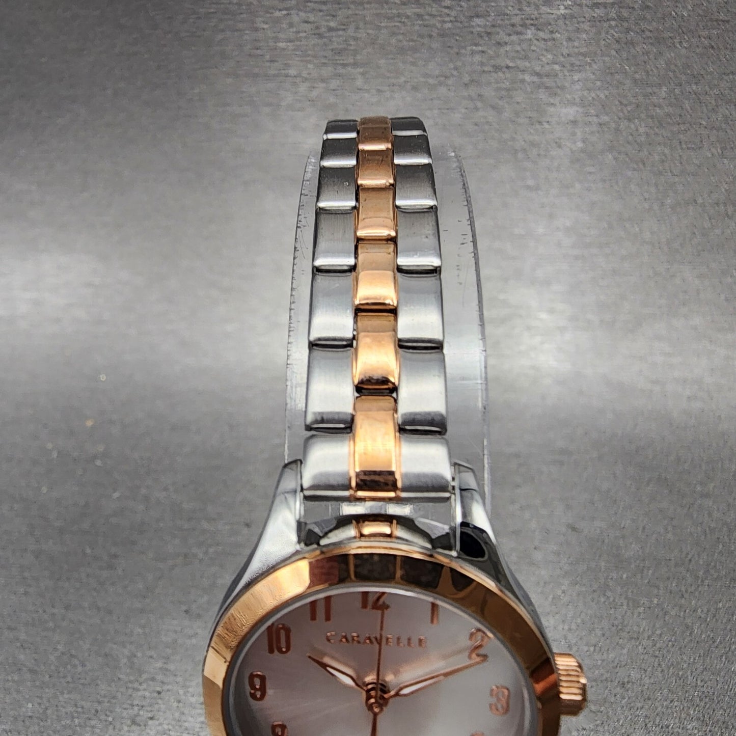 Caravelle Watch Women 24mm Silver Dial Two Tone Round 45L175 New Battery