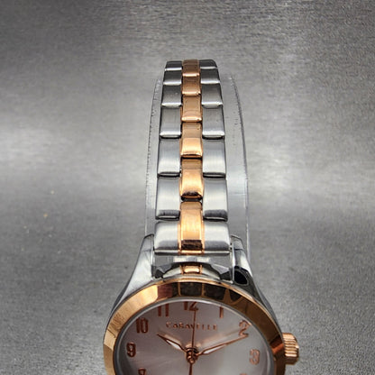 Caravelle Watch Women 24mm Silver Dial Two Tone Round 45L175 New Battery