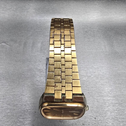 Seiko SQ Watch Men 32mm Gold Dial Gold Tone Daydate 8223-5219 New Battery VTG4