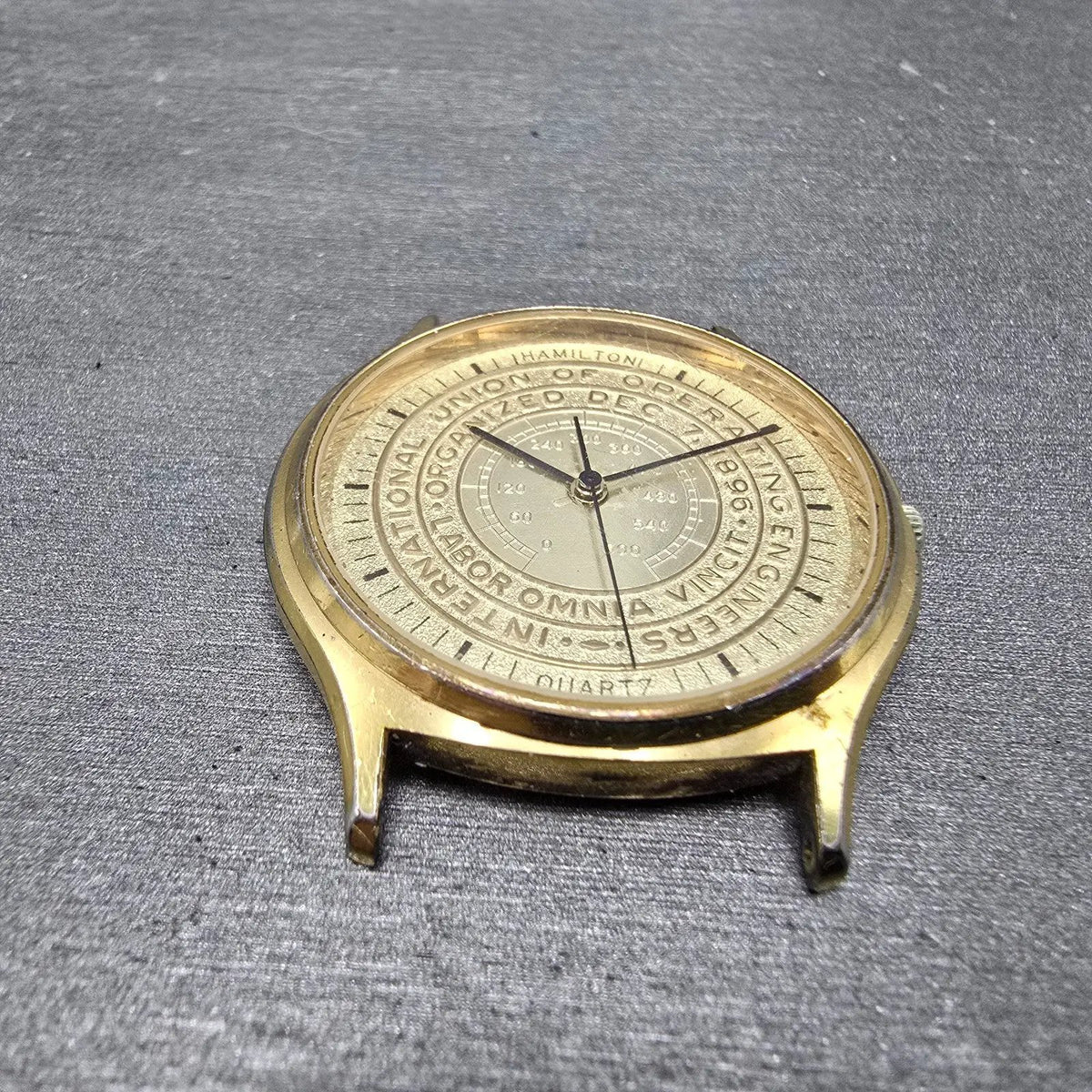 Hamilton Watch Men 34mm Champagne Dial Gold Round 9812U Operating Engineer PARTS3