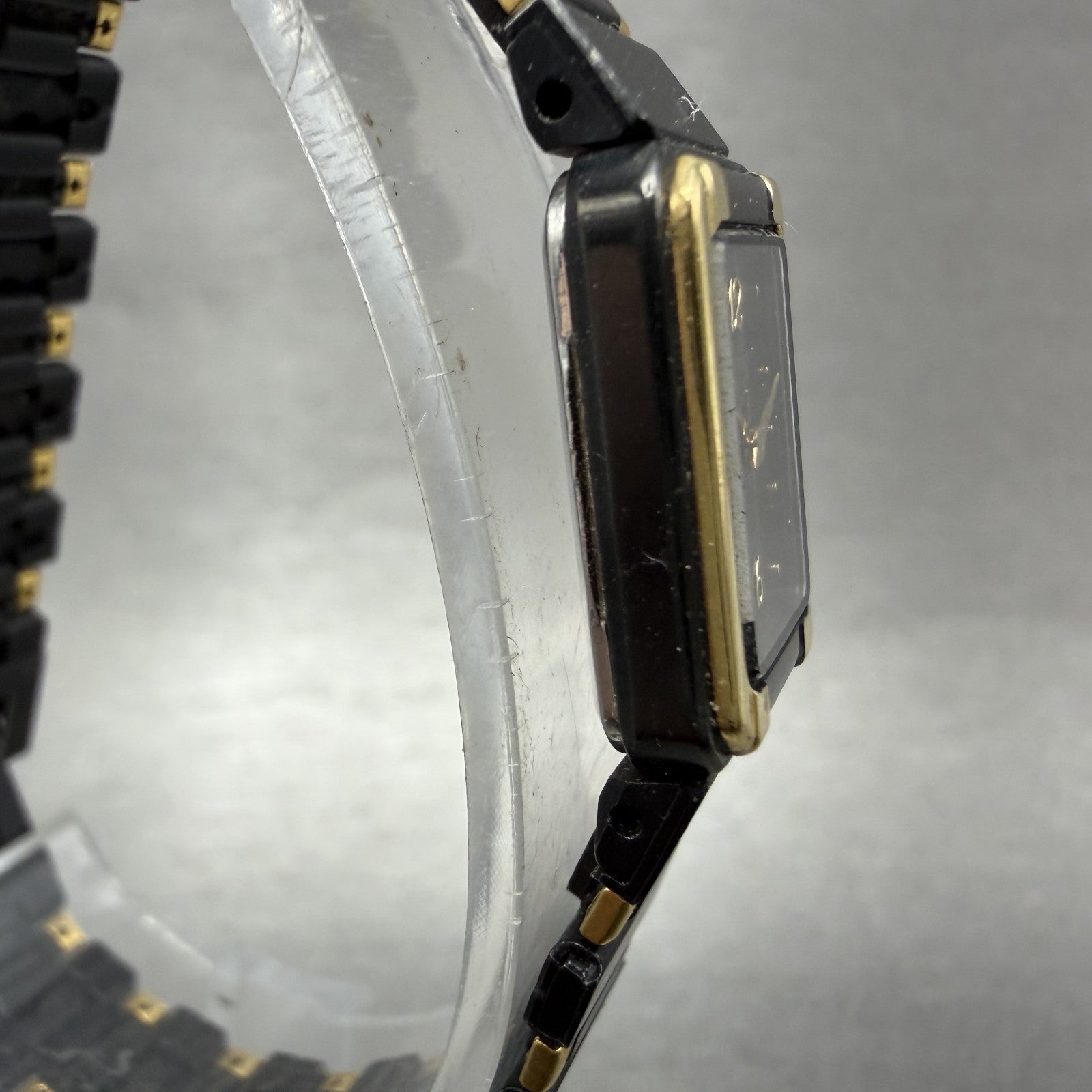 Seiko Tank Watch Women 14mm Black Dial Black & Gold Tone 2E20-5590 New Battery3