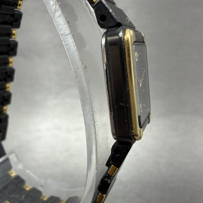 Seiko Tank Watch Women 14mm Black Dial Black & Gold Tone 2E20-5590 New Battery3