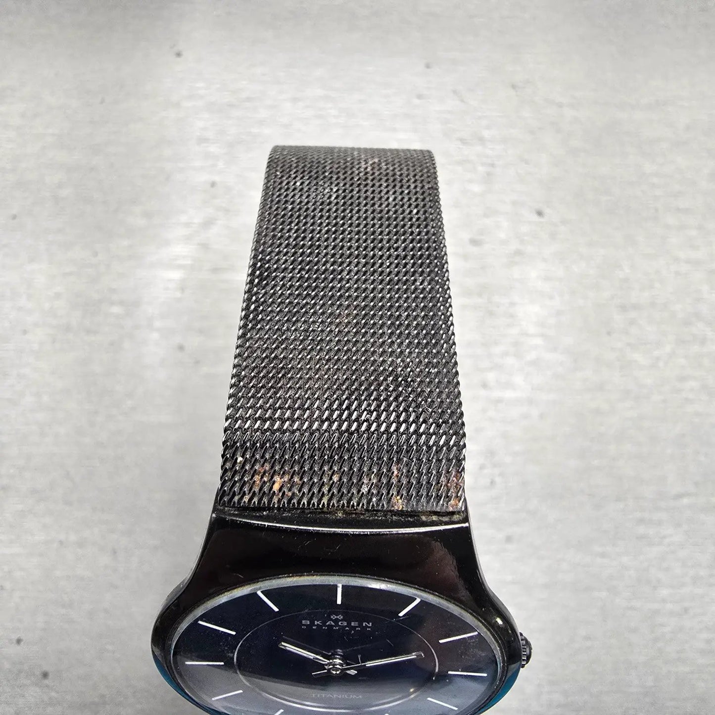 Skagen Watch Men 33mm Blue Dial Black Tone Titanium Round 233LTMN New Battery4
