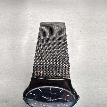 Skagen Watch Men 33mm Blue Dial Black Tone Titanium Round 233LTMN New Battery4