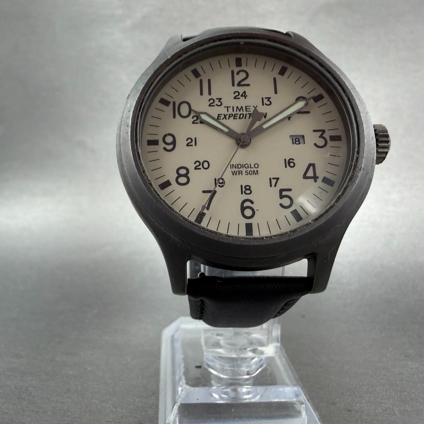 Timex Expedition Scout Watch Men 43mm White Dial Steel Date T49963 New Battery5