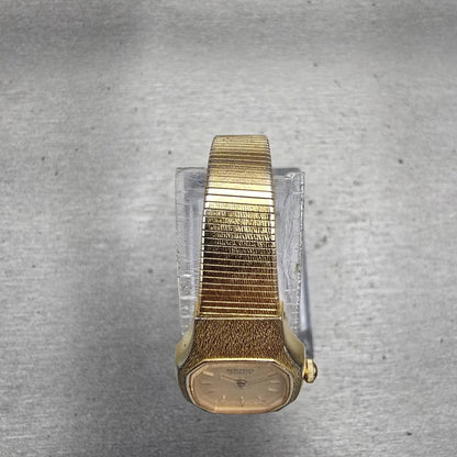Seiko Watch Women 16mm Gold Dial Gold Tone Octagon 2P20-5H39 New Battery Vintage4