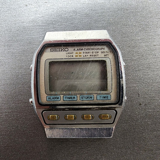 Seiko Digital Watch Men 32mm LCD Silver Tone Alarm Chronograph A547-5040 PARTS