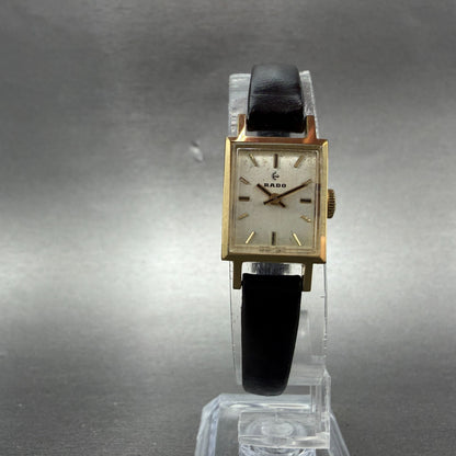 Rado Watch Women 15mm Champange Dial Gold Tone Rectangle Manual Wind Runs 53445