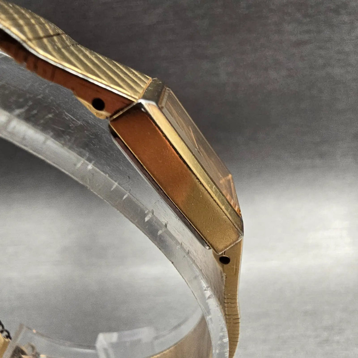 Seiko Watch Women 13mm Gold Dial Gold Tone Rectangle 1E20-5109 New Battery VTG3