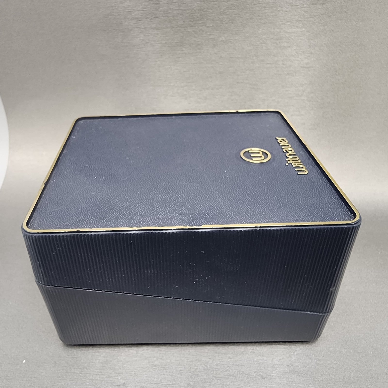 Longines Wittnauer Watch Box Blue Plastic Orange Interior Vintage5