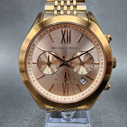 Michael Kors Watch Women Watch 42mm Coronagraph Pink Dial Rose Gold Tone New Bat0