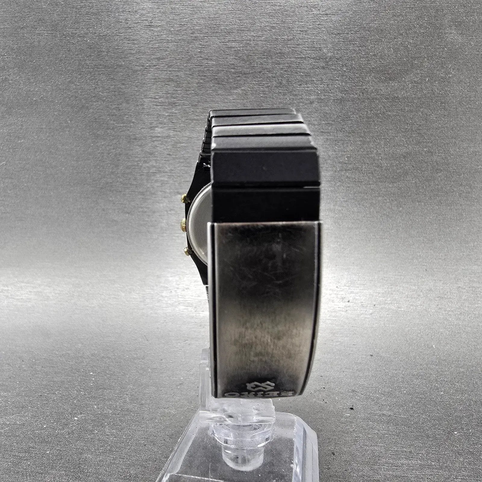 Seiko Analog Digital Watch Men 32mm Black Gold Alarm Chrono H461-5030 PARTS8