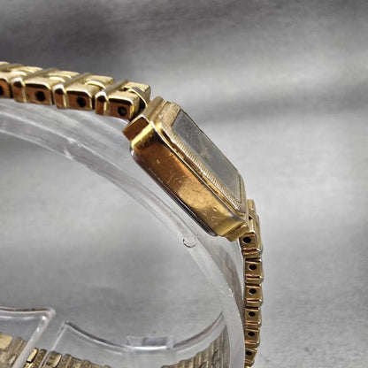 Seiko Tank Watch Women 13mm Black Dial Gold Tone Rectangle 1E20-5689 New Battery3