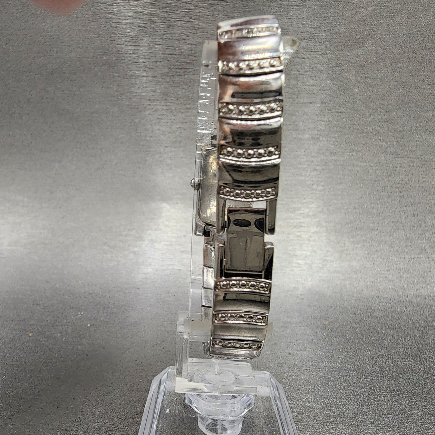 Bulova Tank Watch Women 15mm MOP Dial Silver Tone Crystal Accent 96T13 New Batt7