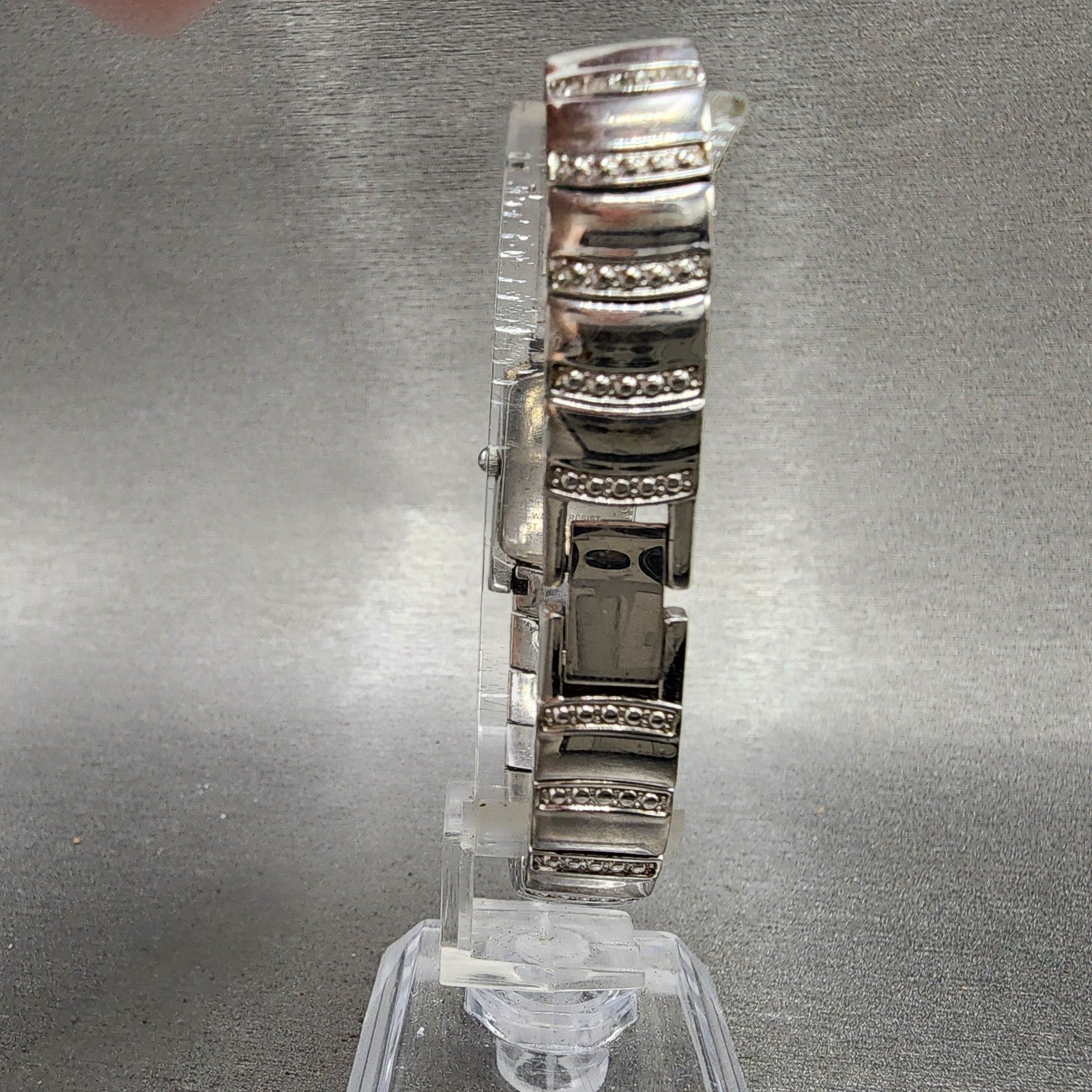 Bulova Tank Watch Women 15mm MOP Dial Silver Tone Crystal Accent 96T13 New Batt7