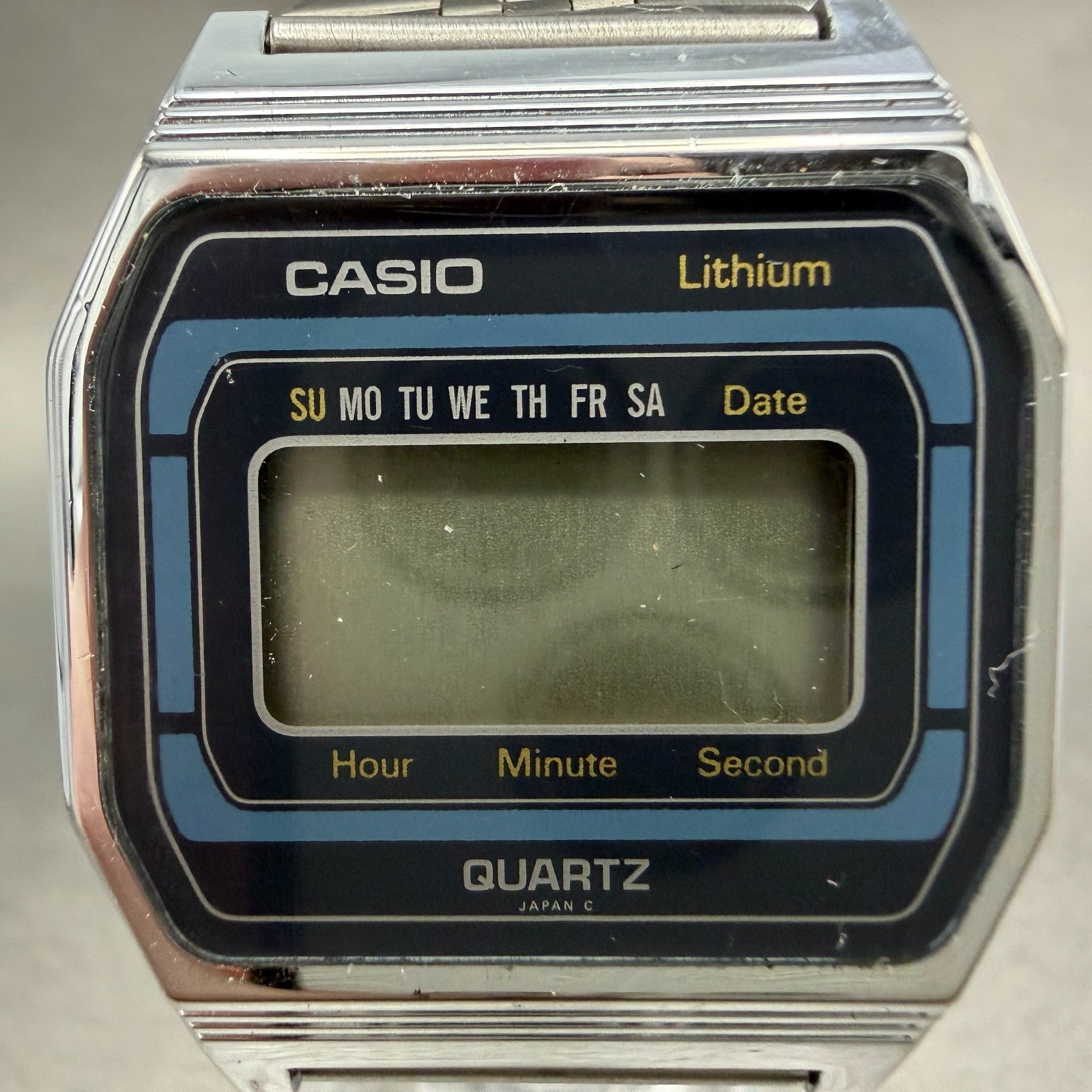 Casio 155-B817 Watch Men 34mm Digital Silver Tone Daydate Octagon PARTS2
