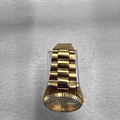Seiko SQ Watch Women 24mm Gold Dial Gold Tone Daydate Round 3E23-0A60 New Batt G4