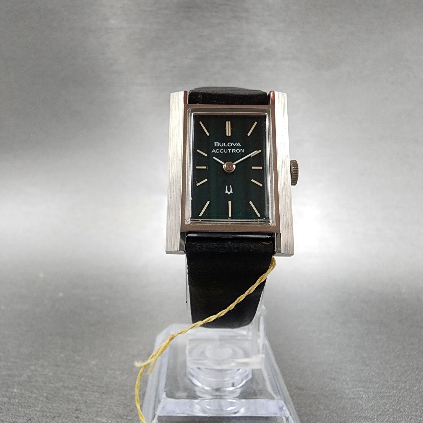 Bulova Accutron Tank Watch Women 20mm Green Dial Steel Rectangle 21903 NOS PARTS7