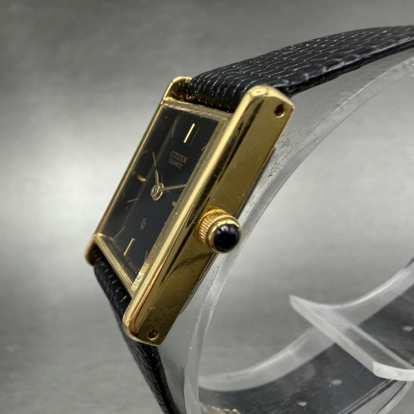 Citizen CQ Tank Watch Women 16mm Black Dial Gold Tone 3220-945174 New Battery KL2