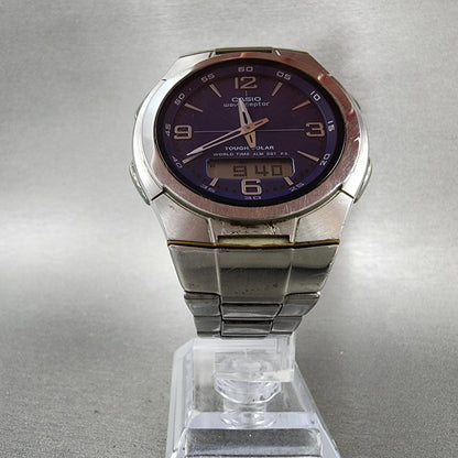 Casio Wave Ceptor WVH100J Watch Men 42mm Blue Dial Analog Digital Steel WorksAB5