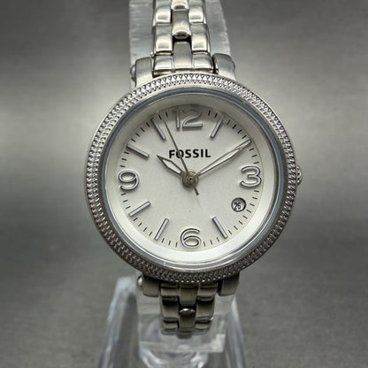Fossil Heather Watch Women 26mm White Dial Silver Tone Date Round ES3135 NewBat0