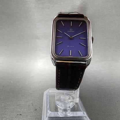 Omega De Ville Tank Watch Unisex 23mm Blue Dial Gold Plated Manual Wind Runs VTG5
