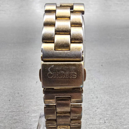 Seiko Watch Men 23mm White Dial Gold Tone Rectangle 4N00-6769 New Battery VTG7
