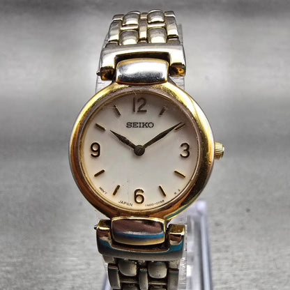 Seiko Watch Women 21mm MOP Dial Two Tone Round 1N00-0GR0 New Battery Vintage0