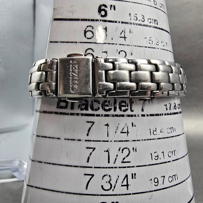 Citizen Eco-Drive Watch Women 25mm Gray Dial Steel Date READ!! E011-S049601 Runs10