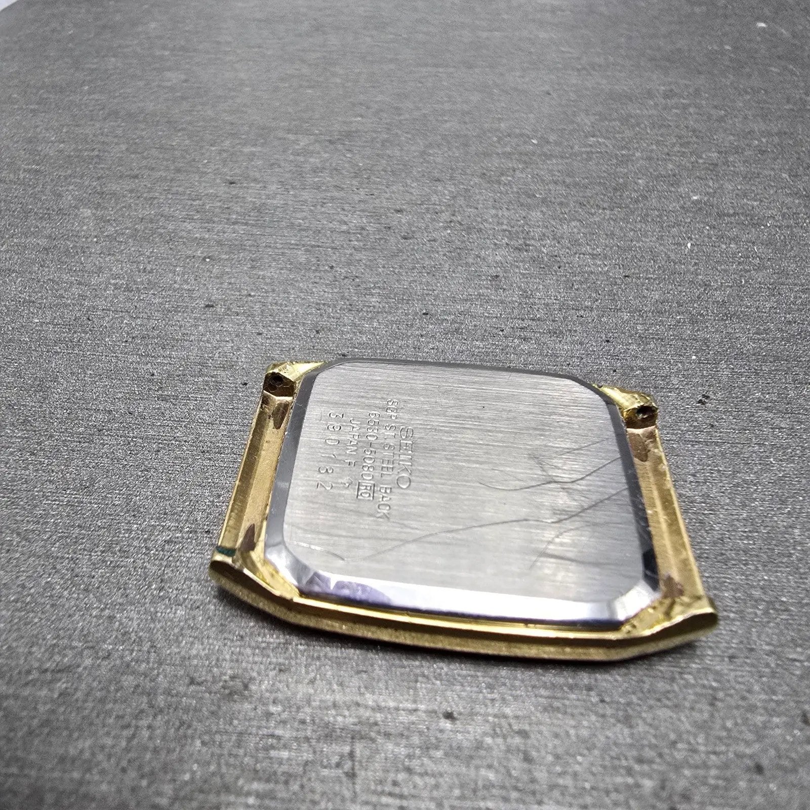 Seiko 6530-5080 Watch Case & Dial Champagne Dial Gold Tone Rectangle 27mm READ!!8