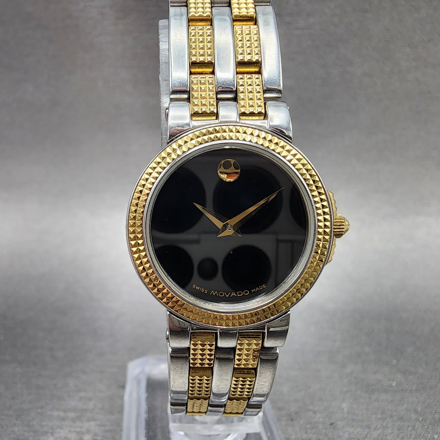 Movado Museum Watch Women 24mm Black Dial Two Tone Round 81A1831 New Battery2