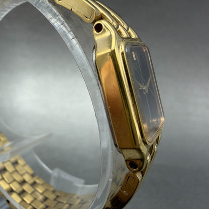 Seiko Tank Watch Women 15mm Black Dial Gold Tone Rectangle 1N00-5A10 New Battery3
