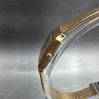 Seiko Watch Women 16mm Gold Dial Gold Tone Rectangle 2C20-5299 New Battery2