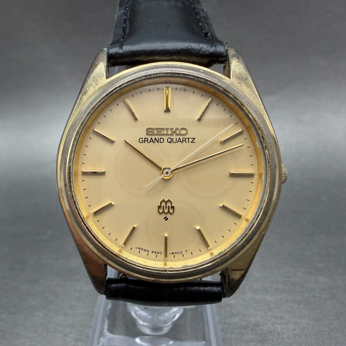 Seiko Grand Quartz Watch Men 35mm Champagne Dial Gold Tone 9940-8010 New Battery0