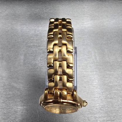 Seiko Watch Women 25mm Champagne Dial Gold Tone Date Round 7N82-0599 New Batt JP4