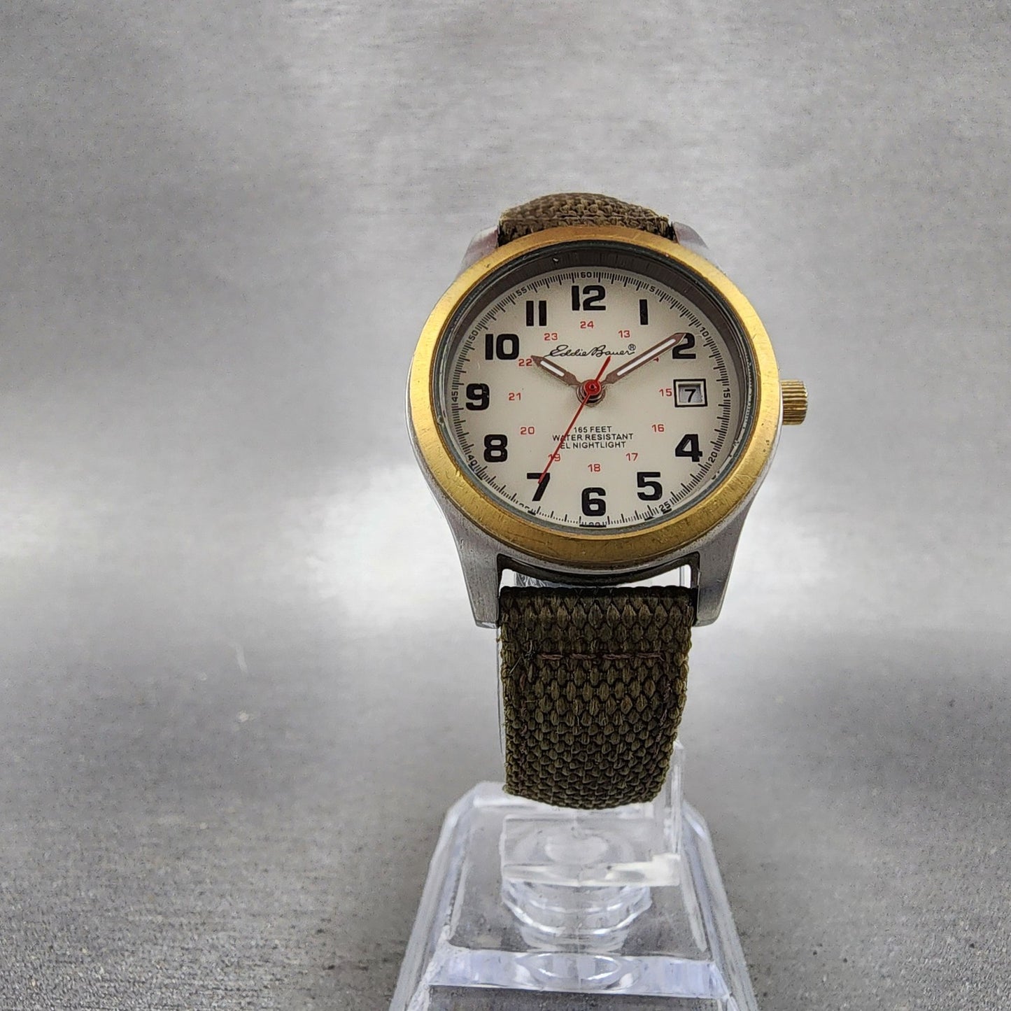 Eddie Bauer Watch Women 28mm Gray Dial Two Tone Rectangle 0922 New Battery4