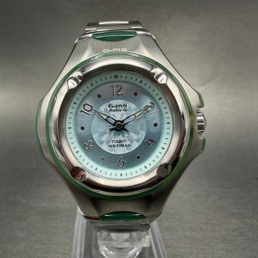Casio Baby-G Watch Women 35mm Blue Dial Silver Tone Round MSG-602 New Battery0