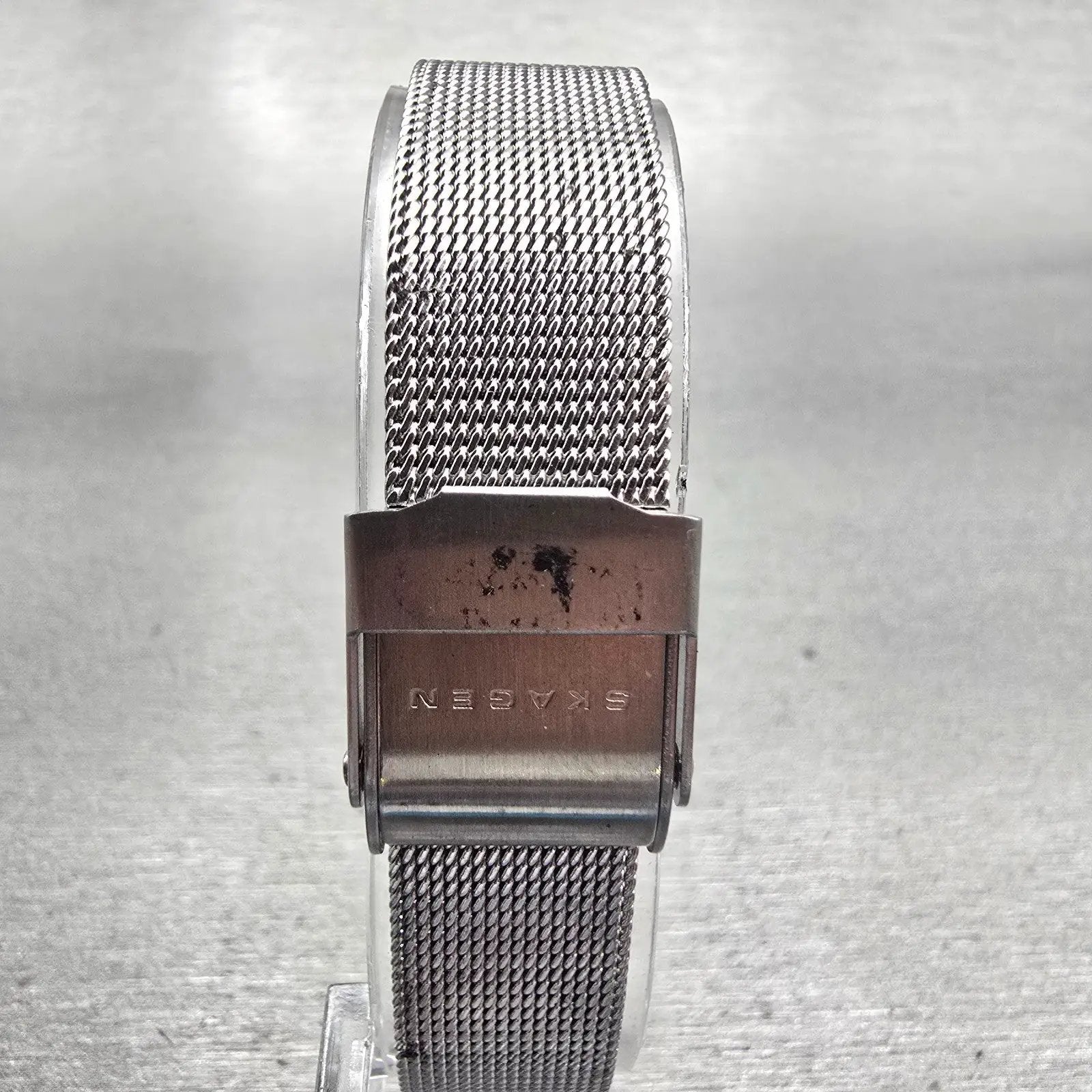 Skagen Dual Time Watch Women 20mm MOP Dial Silver Rectangle 20SSSMP New Battery7
