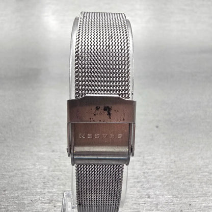 Skagen Dual Time Watch Women 20mm MOP Dial Silver Rectangle 20SSSMP New Battery7