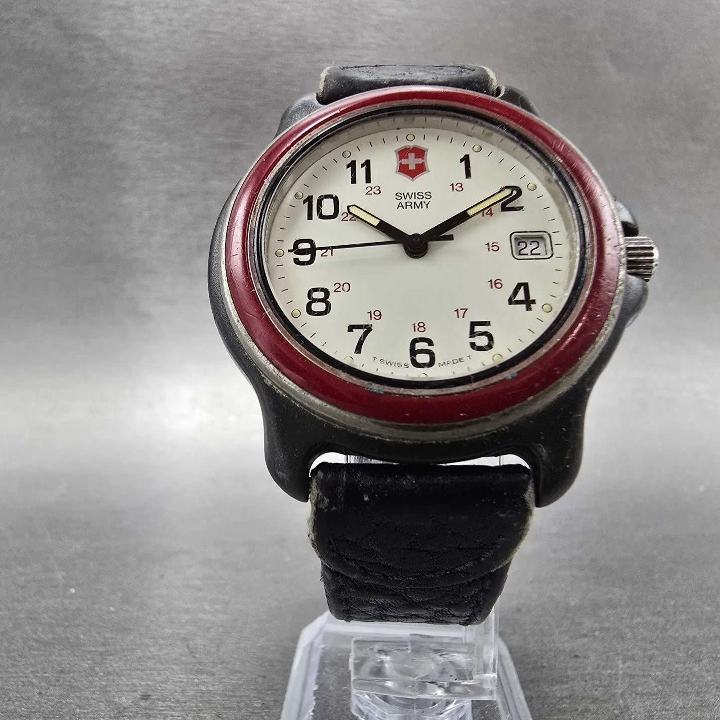 Victorinox Swiss Army Watch Men 38mm White Dial Black Tone Date Round PARTS11