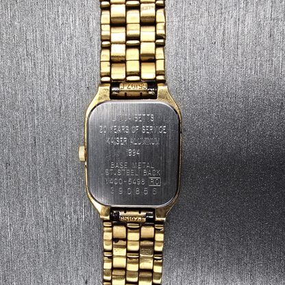 Seiko Watch Women 17mm Black Dial Gold Tone Rectangle Y400-5498 New Battery JP2310