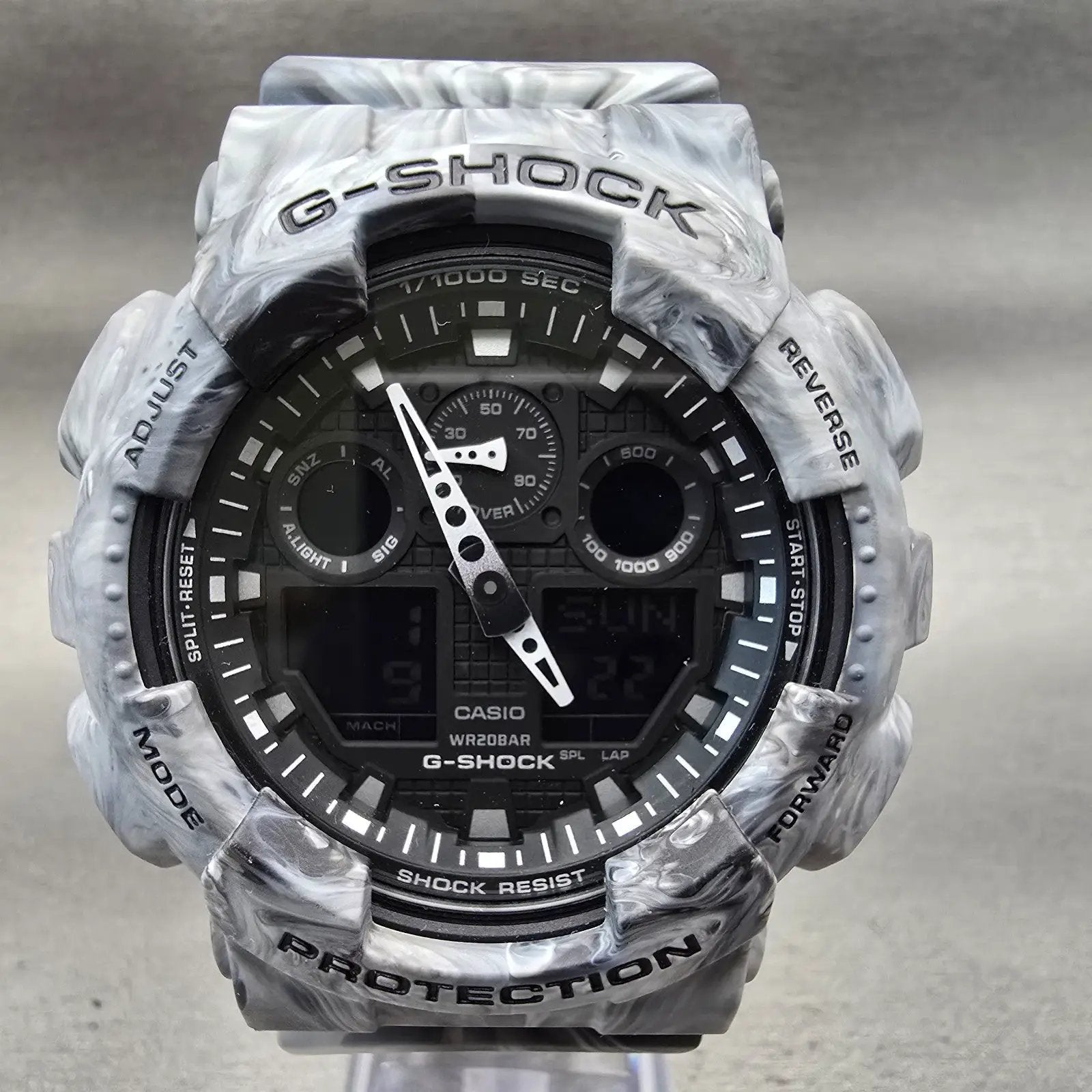 Casio G-Shock GA-100MM Watch Men 52mm Black Dial Gray Chrono Alarm New Battery1