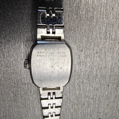 Bulova Watch Women 16mm Silver Dial Silver Tone Rectangle Vintage New Battery10