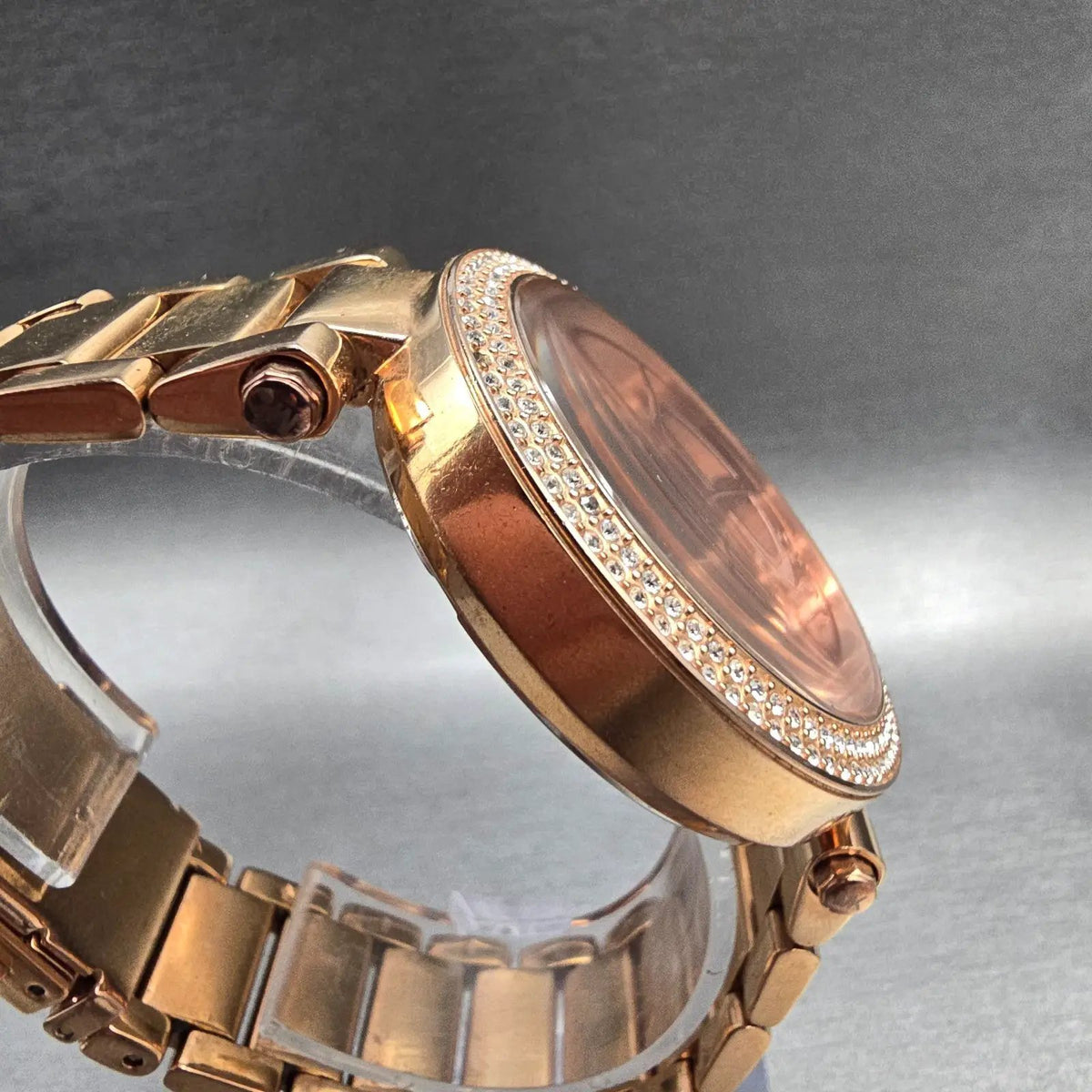 Michael Kors Parker Watch Women 39mm Rose Gold Gemmed MK-5865 New Battery LPF3