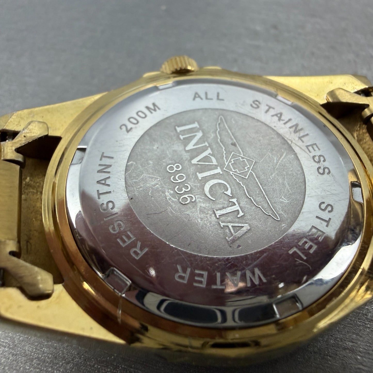 Invicta Pro Diver Watch Men 37mm Black Dial Gold Tone Date 8936 READ New Battery11