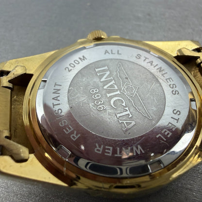 Invicta Pro Diver Watch Men 37mm Black Dial Gold Tone Date 8936 READ New Battery11
